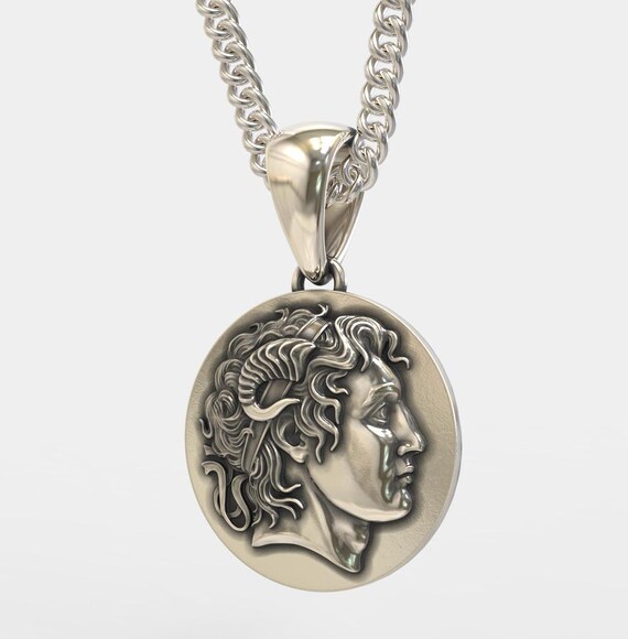古代ギリシャ  アレキサンダー大王 ペンダント トップ  シルバー925製 シルバー925 コインペンダント 古代ギリシャアレキサンダー大王