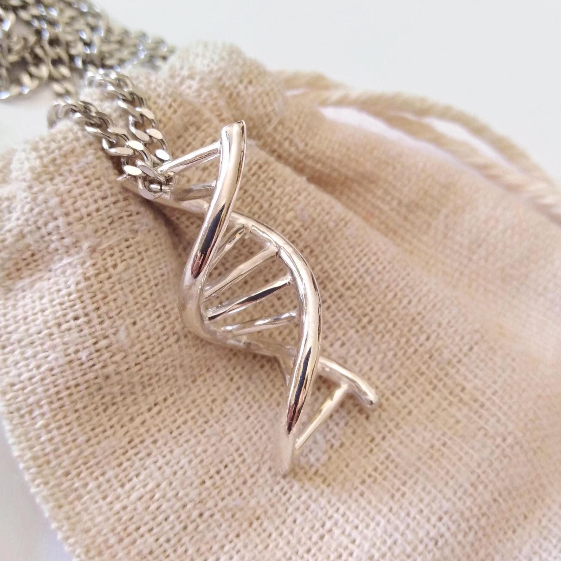 Yellow Gold DNA Pendant | Handcrafted Silver 925 DNA