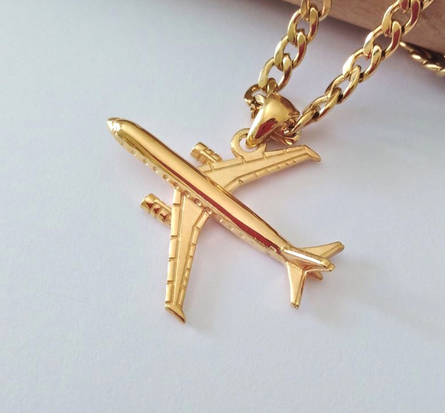 Gold Airplane Pendant Sterling Silver Airplane Pendant Rose 