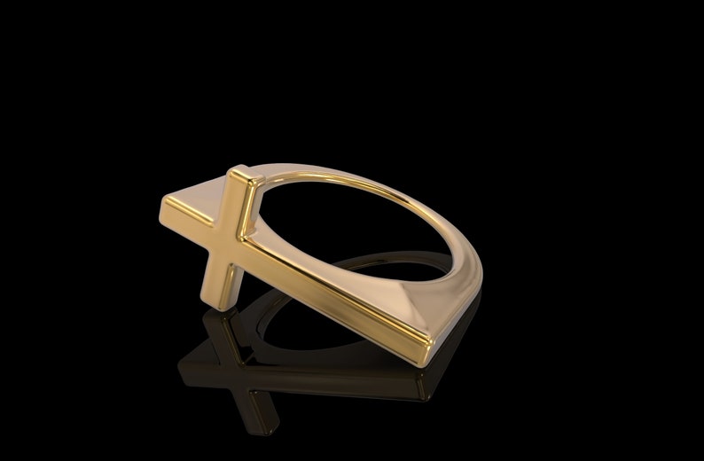 24K Gold Cross Ring Women's Gold Cross Ring Midi Silver Etsy