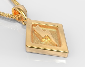 Gold Flash Pendant | Men's Sterling Silver Lightning Bolt Necklace | Women's Rose Gold Plated Flash Necklace | Silver Lightning Bolt Pendant