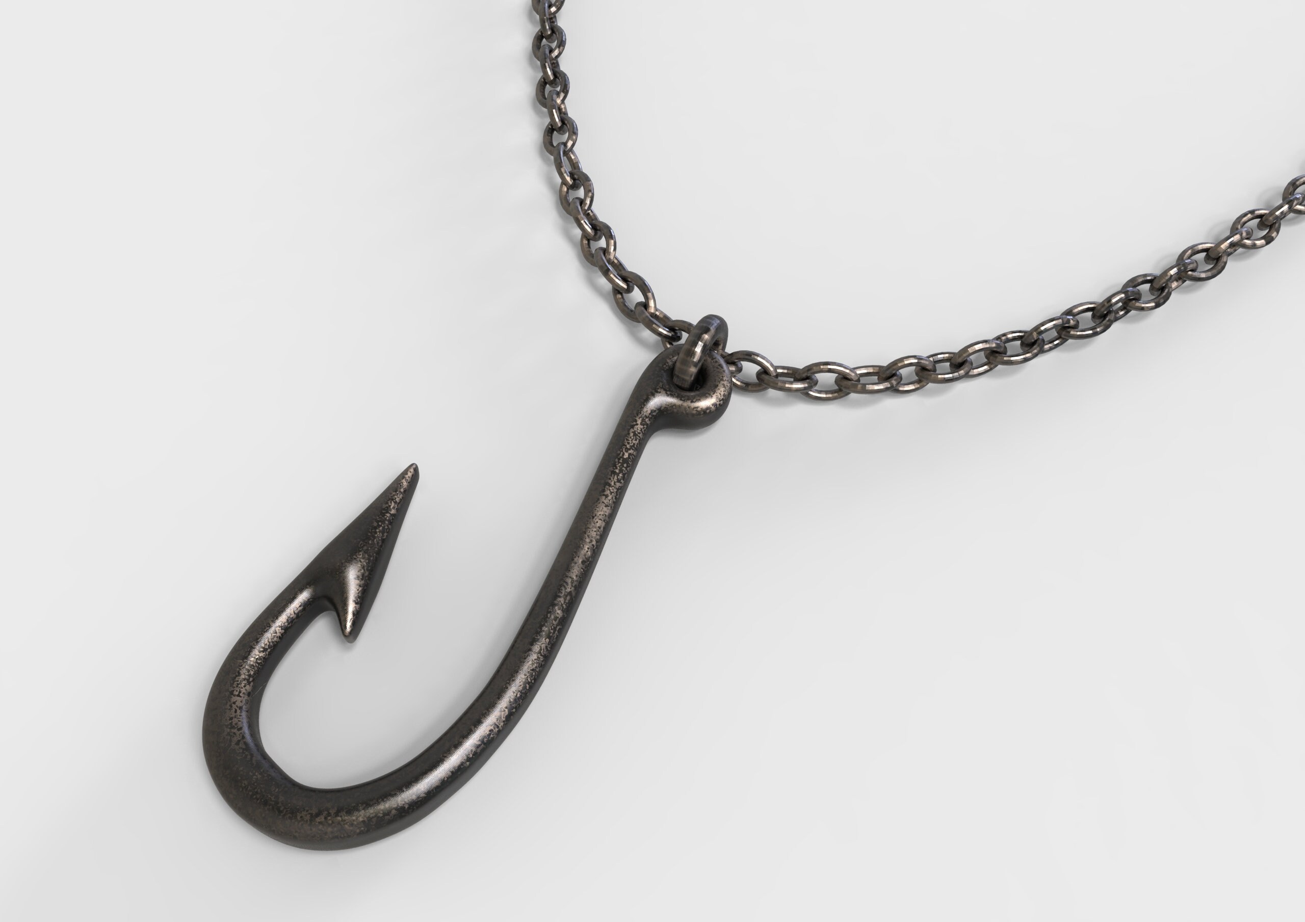 Blackened Silver Hook Pendant Hook Pendant Hook Necklace Etsy