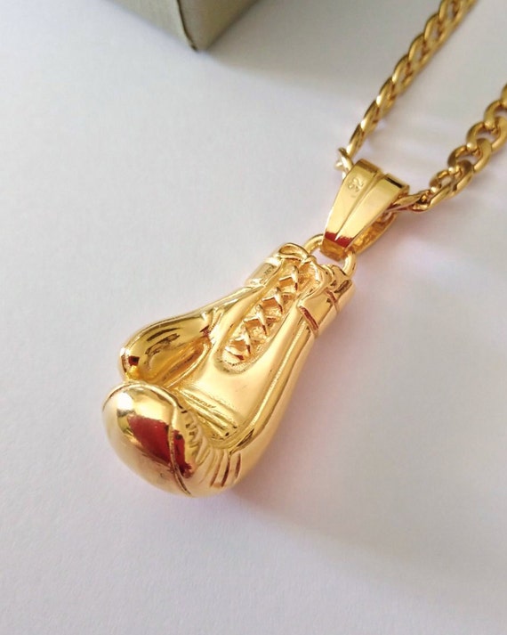 Buy Gold / Silver Stainless Steel Boxing Glove Necklace 18ct Gold &  Sterling Silver Plated Pendant Cuban Link Curb Chain Rocky Boxer Online in  India - Etsy