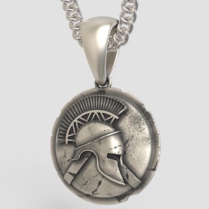 Oxidized Sterling Silver Spartan Shield Pendant: Matte Finish