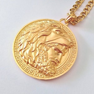 Gold Hercules Pendant, Silver 925 Hercules Necklace, Men's Sterling Silver Hercules Pendant, Men's Gold Lion Pendant, Ancient Greek Pendant