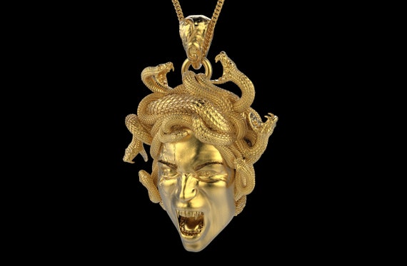 Gold Medusa Pendant Sterling Silver 