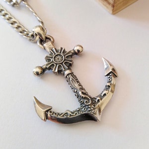 Oxidized Silver 925 Anchor Pendant | Handcrafted Sterling Silver Anchor Necklace | Unisex Anchor Pendant | Men&#39;s Silver 925 Anchor Jewelry