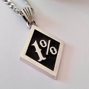 Oxidierte Silber 1% er Anhänger | Handmade Silber 925 One Per Cent Er Halskette | Biker Anhänger | Herren Biker Anhänger | Ein Per Cent Anhänger