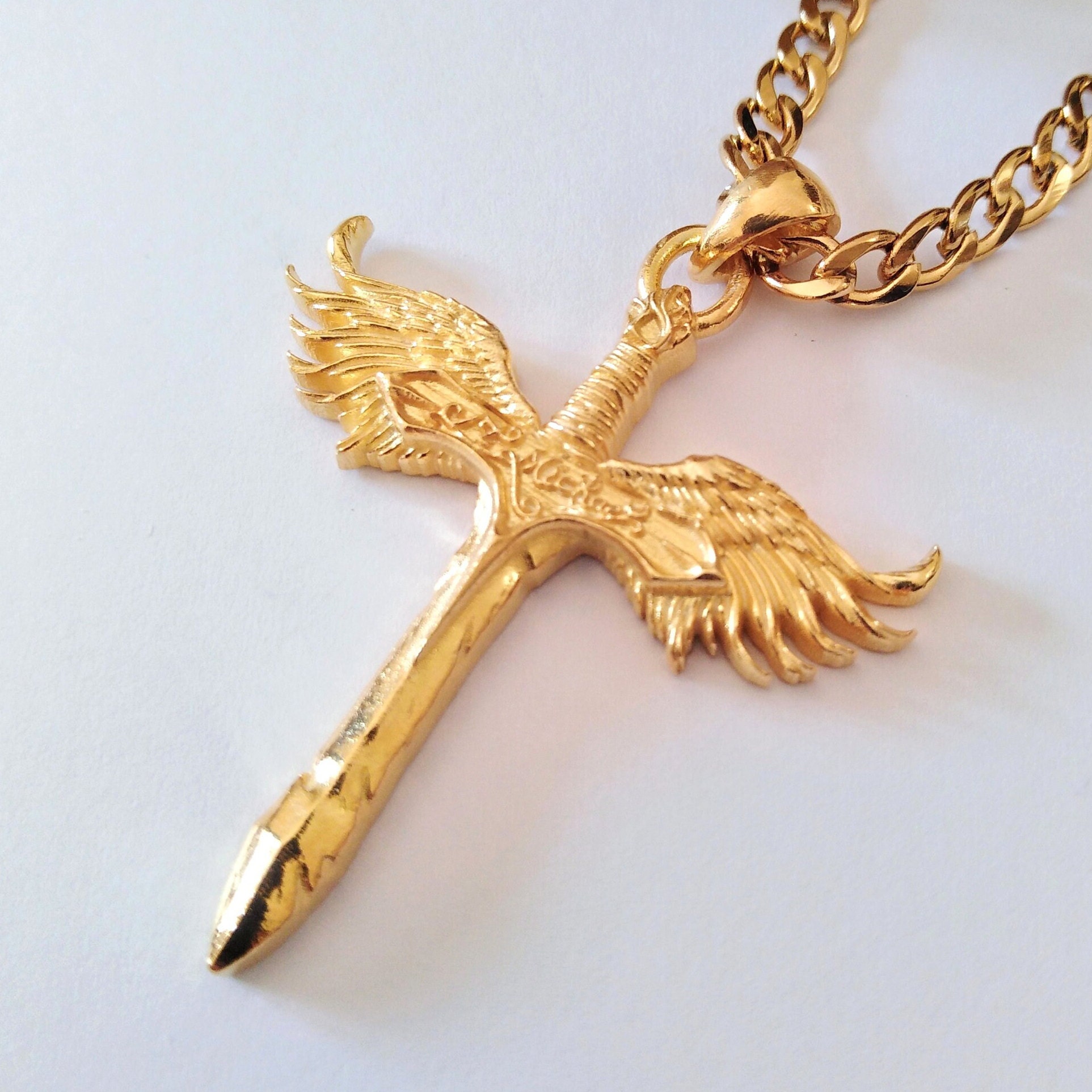金メッキ 聖ミカエル大天使剣ペンダント | スターリングシルバー 聖