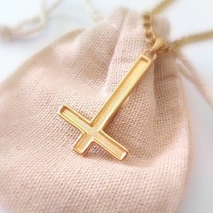 Gold Inverted Cross Pendant, Sterling Silver Inverted Cross Necklace, Gold Cross Pendant, Rose Gold Inverted Cross Pendant, Satan's Cross
