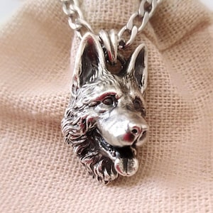 Oxidierter Silber 925er Schäferhund Anhänger | Elsässer Silberkette | Herren Schäferhund Anhänger | Frauen Silber 925 Elsässer Anhänger