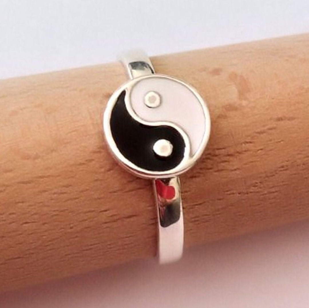 Gold Yinyang Ring Sterling Silver Yinyang Dainty Ring Gold Etsy