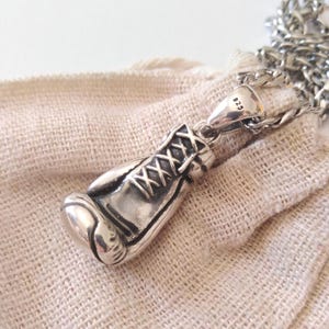 Oxidized Sterling Silver Boxing Glove Pendant Necklace