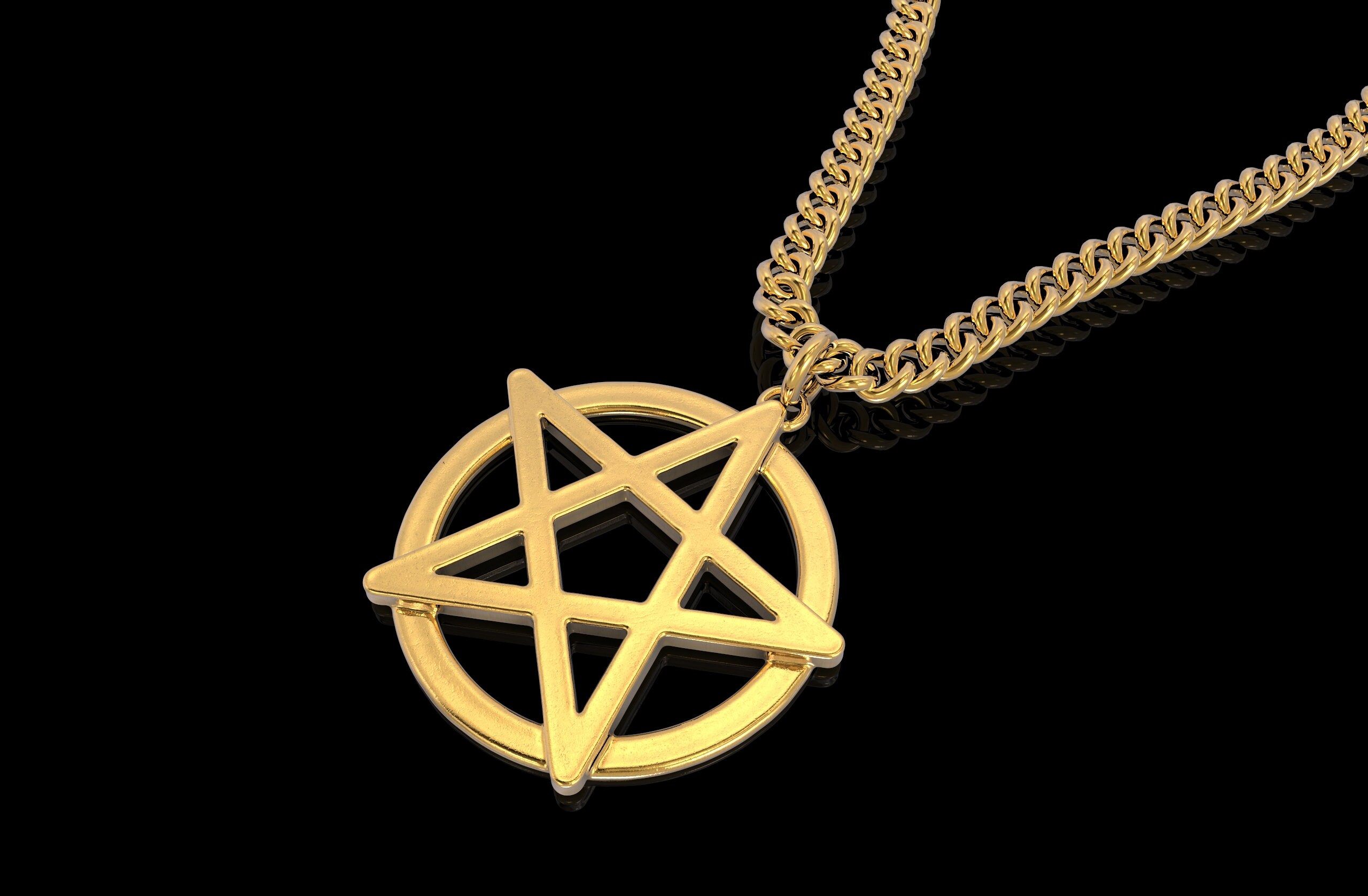 24K Gold Pentagram Pendant Silver 925 Pentacle Gold Etsy