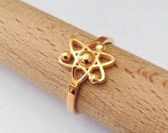 Gold Plated Atomic Ring | Silver 925 Atom Ring | Atom | Women's Science Ring | Atom Ring | Silver 925 Science Jewelry | Women Science Ring