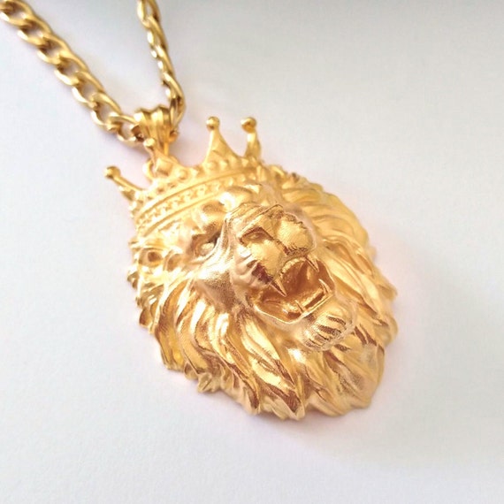 Lion Coin - Crystal Holder Necklace - 14K Gold, Sterling Silver. Shop! 24 Inches / Gold Coin - Gold Holder