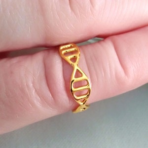 Yellow Gold DNA Ring | Sterling Silver DNA Science Ring | Gold Biology Ring | Science Jewelry | Women's Gold DNA Ring | Women's Silver Ring
