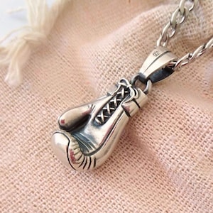 Oxidized Sterling Silver Boxing Glove Pendant: Handcrafted Unisex Jewelry