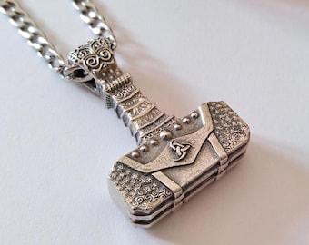 Geoxideerd zilveren 925-hanger Thorhamer | Handgemaakte verouderde sterlingzilveren Mjolnir-ketting | Hammedr of Thor-ketting | Mjolnir-hanger