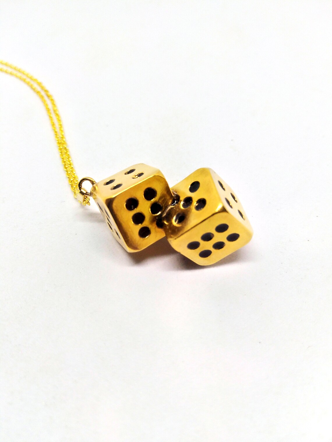 Gold Double Dice Pendant Double Dice Jewelry Double Dice Etsy