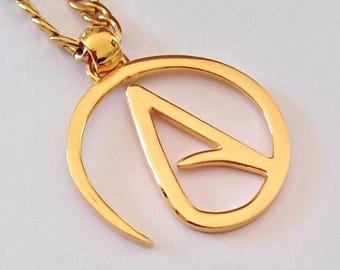 Yellow Gold Plated Atheist Pendant | Handcrafted Silver 925 Atheist Necklace | Atheist Pendant | Men's Pendant | Women's Atheist Necklace