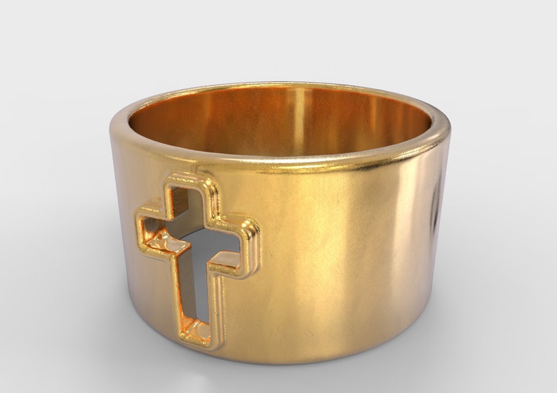 Cross Jewelry Wide Band Cross Ring Unisex Band Ring Gift for Her Steampunk Ring Gold Cross Ring Gift for Him Steampunk Jewelry