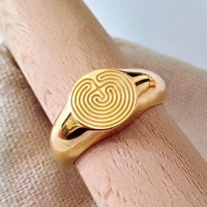 Gold Maze Ring | Sterling Silver Maze Ring | Men Labyrinth Ring | Women ...
