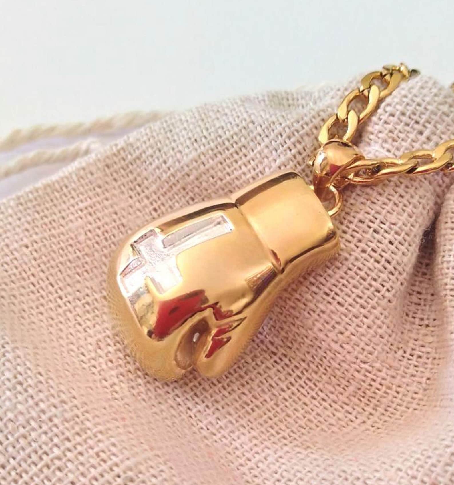 Gold Boxing Glove Necklace Silver 925 Boxing Glove Pendant Etsy