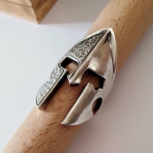Oxidized Silver 925 Spartan Helmet Ring | Handcrafted Aged Sterling Silver Greek Spartan Warrior Ring | Men&#39;s Aged Silver 925 Spartan Ring