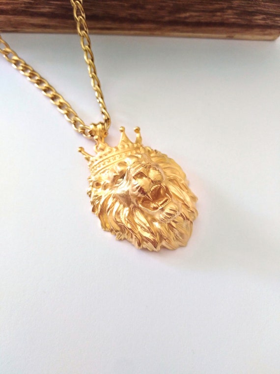 Gold Lion Head Pendant Sterling Silver Handmade Lion Head - Etsy Gold Lion Head Pendant Sterling Silver Handmade Lion Head - Etsy