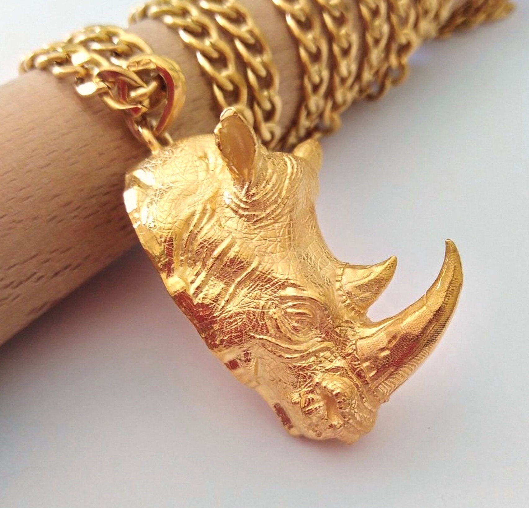 Gold Rhino Pendant Sterling Silver Rhino Necklace Men s Sterling