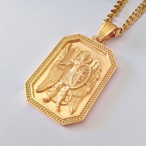 Gold St Michael Archangel Pendant | Silver 925 St Michael Archangel Necklace | Men&#39;s Silver St Michael Archangel Pendant | Men Gold Pendant