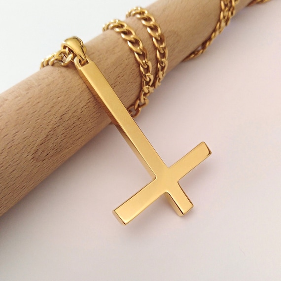 Gold Inverted Cross Pendant Sterling Silver Inverted Cross