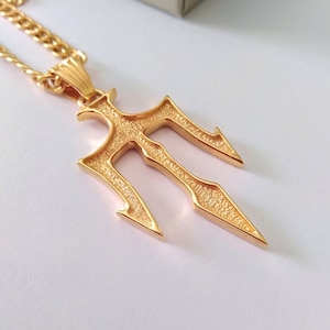 Gold Trident Pendant, Sterling Silver Trident Pendant,Women&#39;s Rose Gold Trident Pendant, Greek Trident Pendant, Men&#39;s Gold Trident Pendant