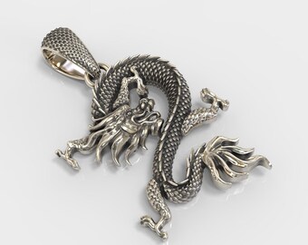 Oxidized Silver 925 Dragon Pendant | Sterling Silver Dragon Oxidized Silver 925 Dragon Pendant | Sterling Silver Dragon