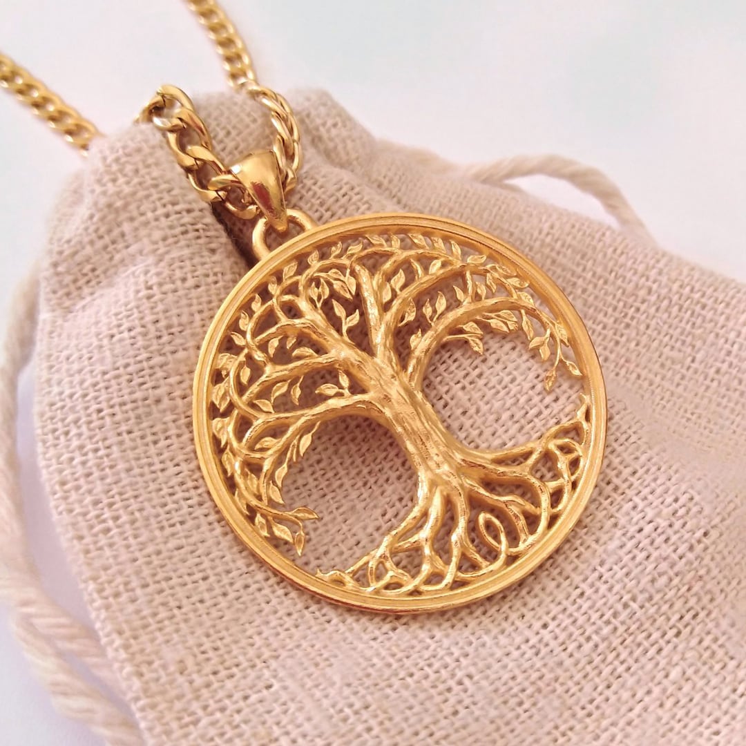 Gold Tree of Life Necklace, Sterling Silver Tree of Life Jewelry, Men's