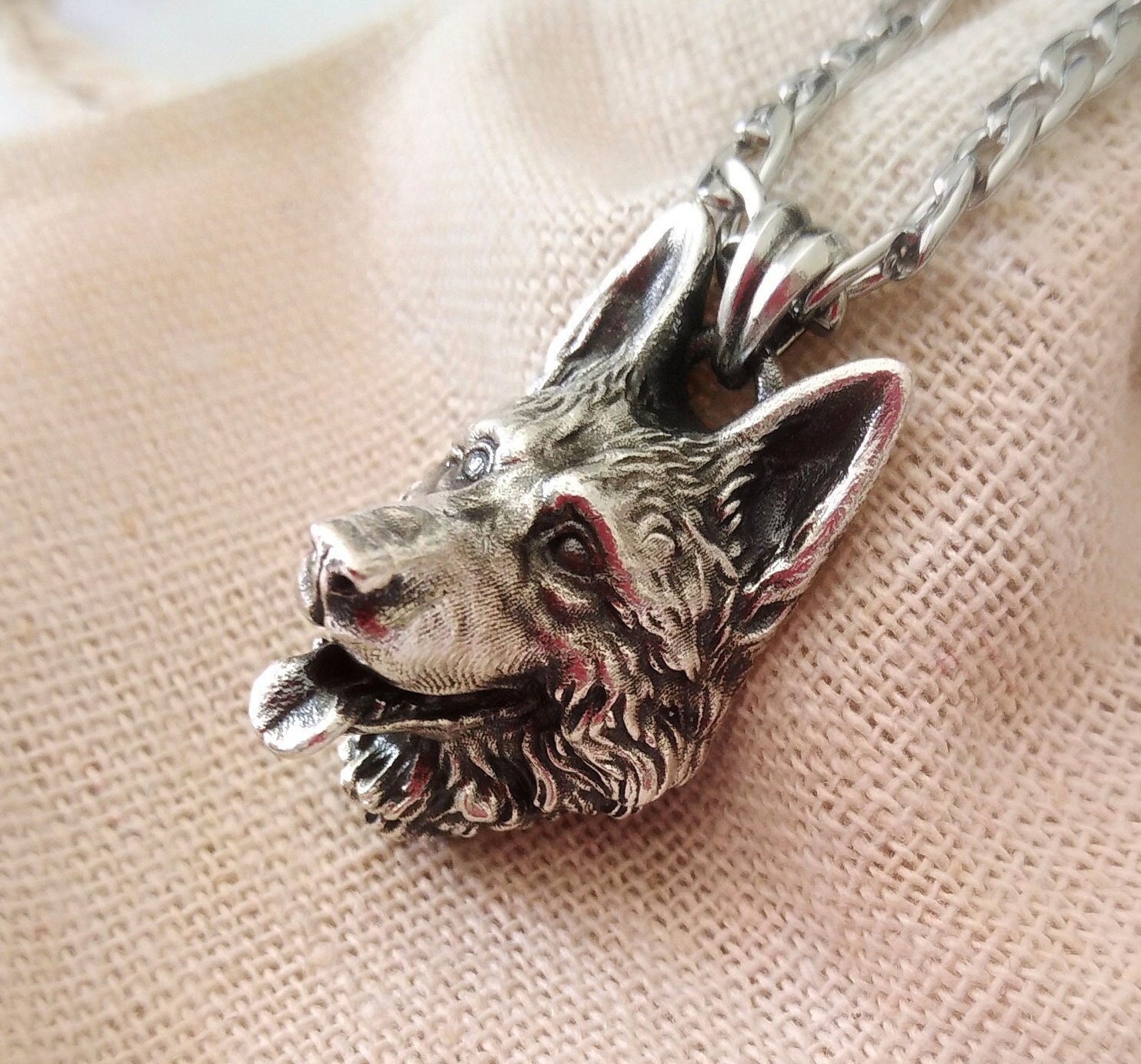 German Shepherd Trotting in Sterling Silver Pendant | AKC Shop