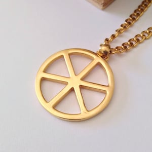Yellow Gold Wheel of Taranis Pendant | Handcrafted Silver Wheel of Taranis Necklace | Men Celtic Pendant |  Women&#39;s Wheel of Taranis Pendant