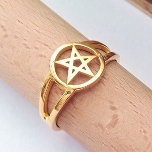 Gold Pentagram Ring, Men's Silver 925 Pentagram Ring, Pentacle Jewelry, Women's Rose Gold Pentagram Ring, Pentagram Ring, Men's Gold Ring