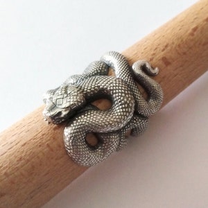 Aged Sterling Silver 925 Snake Ring: Handmade Serpent Jewelry