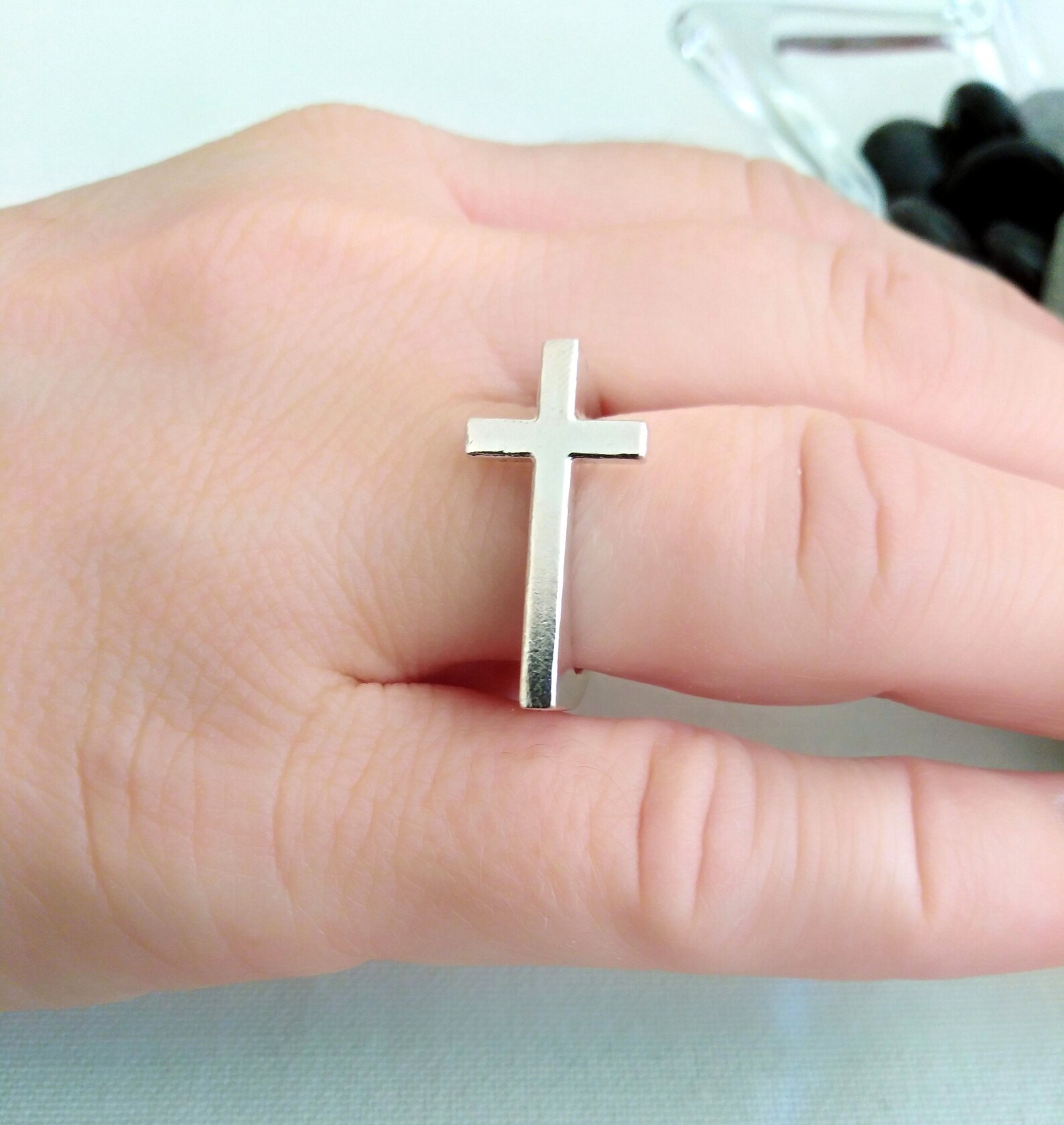24K Gold Cross Ring Women's Gold Cross Ring Midi Silver Etsy