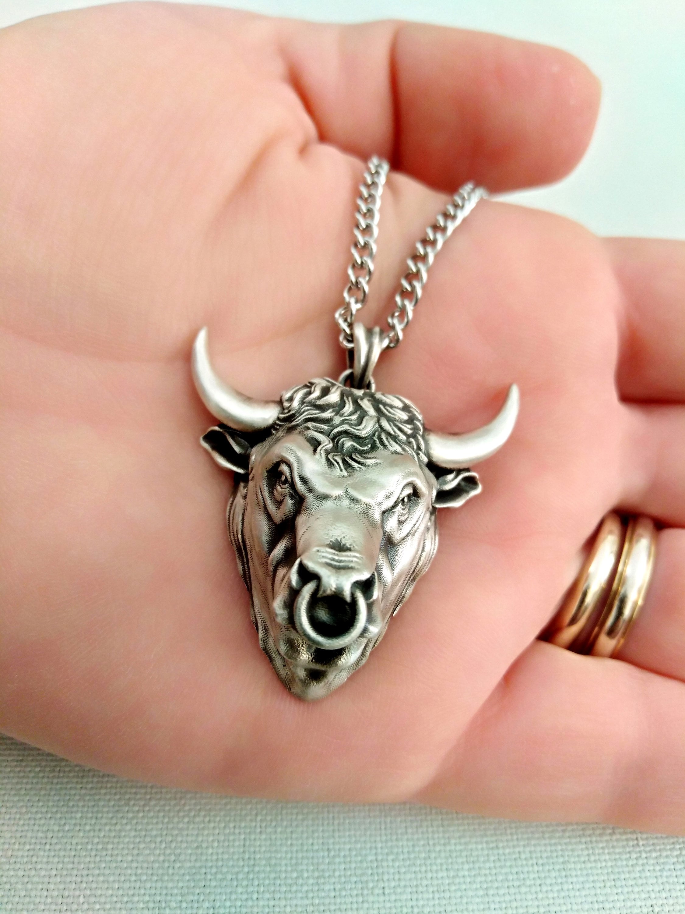 Aged Silver 925 Bull Pendant Oxidized Silver 925 Bull Head Pendant Sterling Silver 925 Bull Necklace Men s Aged Silver 925 Bull Pendant Etsy