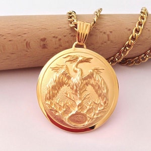 Gold Phoenix Pendant, Silver 925 Phoenix Necklace, Men's Silver Phoenix Jewelry, Women's Rose Gold Phoenix Pendant, Women's Phoenix Necklace