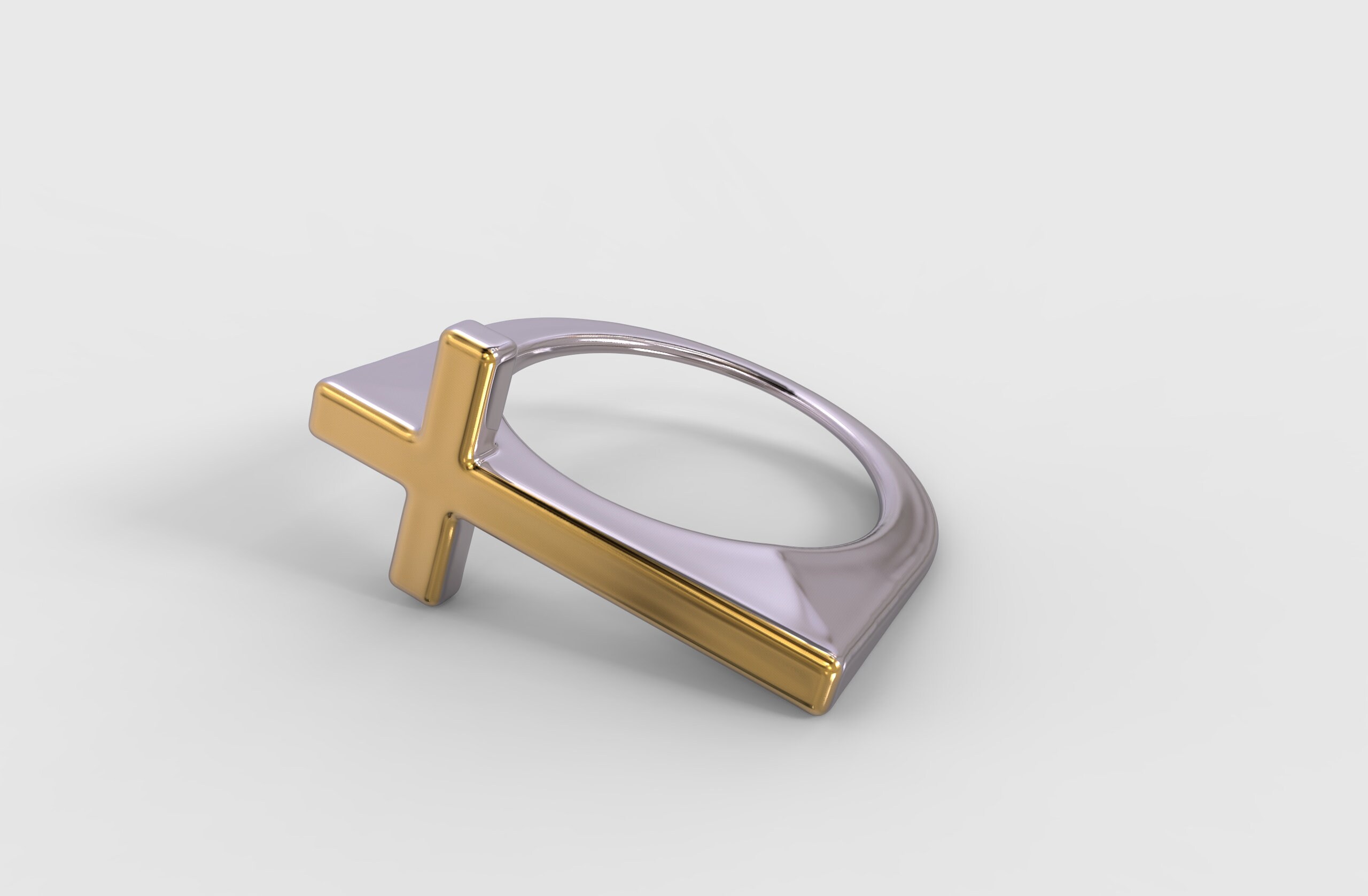 24K Gold Cross Ring Women's Gold Cross Ring Midi Silver Etsy