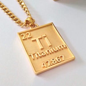 Yellow Gold Titanium Element Pendant | Titanium Element Pendant | Women&#39;s Gold Titanium Element Pendant | Periodic Table Science Pendant