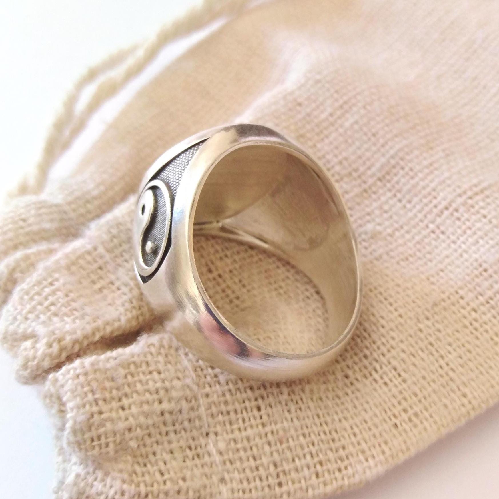 Oxidized Silver 925 Yin Yang Ring | Handcrafted Aged Sterling Silver ...