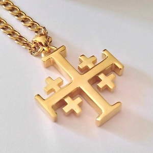 Gold Jerusalem Cross | Sterling Silver Jerusalem Cross | Men&#39;s Sterling Silver Jerusalem Cross Pendant | Women Gold Jerusalem Cross Pendant