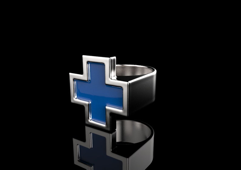 Silver Ring Plus Mens Ring gift Mens Silver Ring Cross Ring Positive Ring Plus Ring Positive Cross Valentines Day Mens Gold Ring