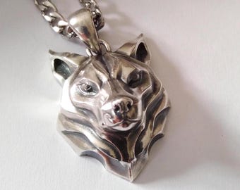 Sterling Silver Wolf Dagger Pendant, Sterling Silver Wolf Horn