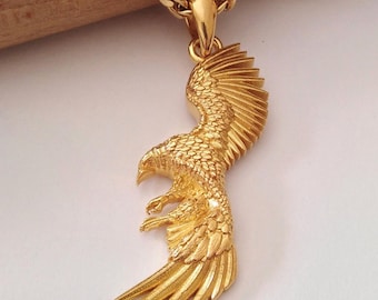 Gold Plated Eagle Pendant | Sterling Silver Descending Eagle Necklace | Men's Sterling Silver Eagle Necklace | Women's Eagle Pendant